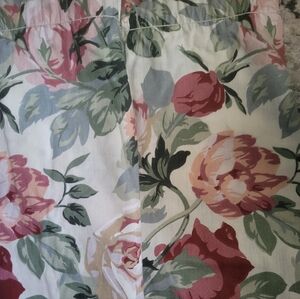 Vintage Set Of 3 Floral Print Window Valances with Pink and Green Accents